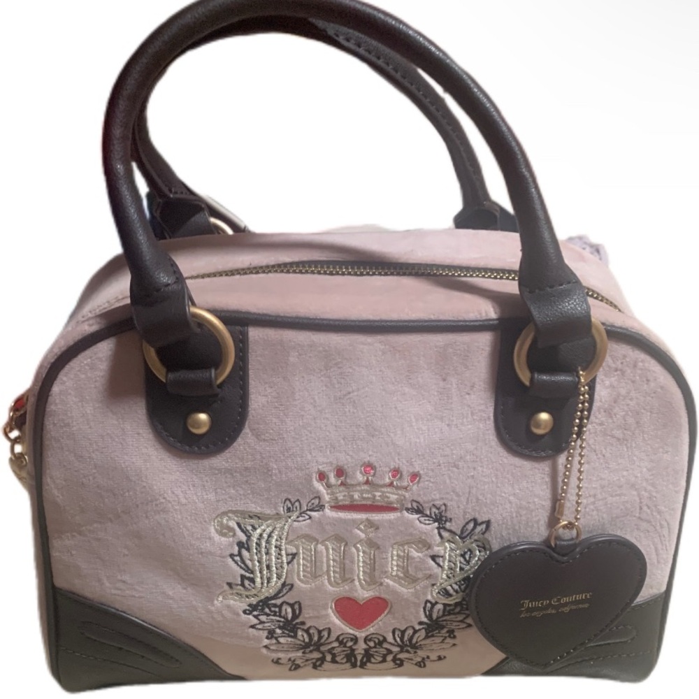 Juicy Couture Dusty Blush/Chocolate Heritage Dome Satchel.